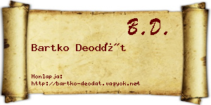 Bartko Deodát névjegykártya