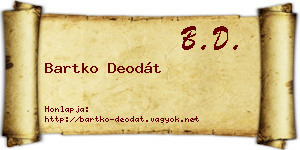 Bartko Deodát névjegykártya